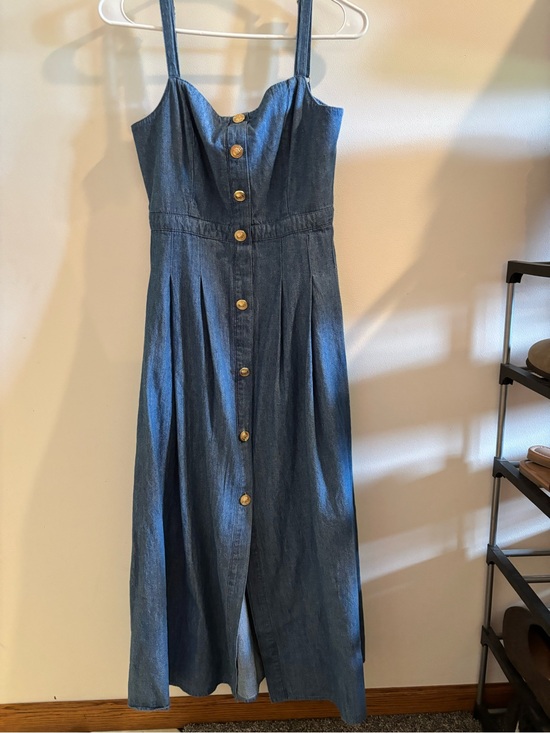 Blu Pepper Dresses & Skirts - Blu Pepper Blue Denim Midi Dress with Gold Buttons